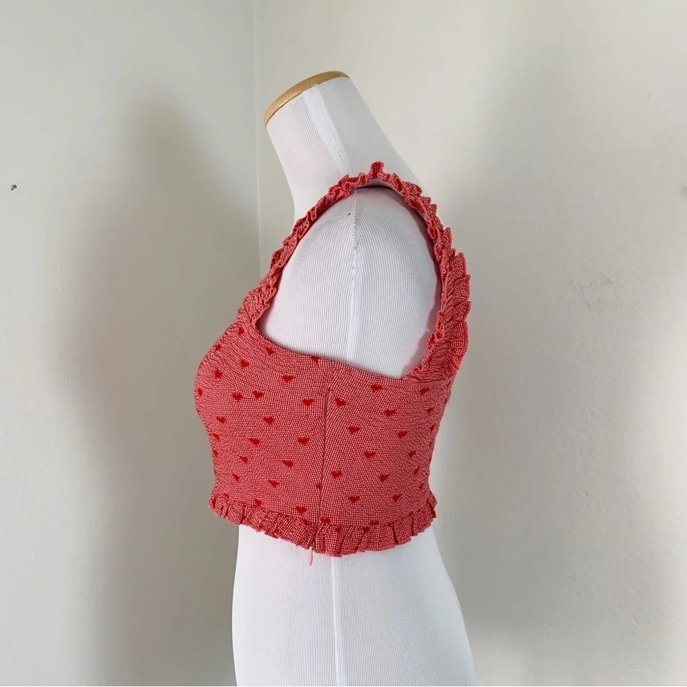 Cider Gingham Check Heart Crop Top Size Small Red - Picture 10 of 12